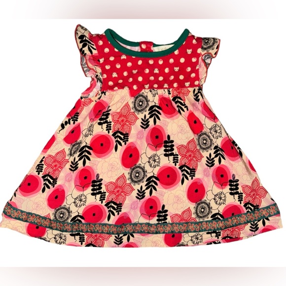 Matilda Jane GLAD TIDINGS Dress Size 2 Flutter Red Floral Girls Make Believe - Picture 1 of 5